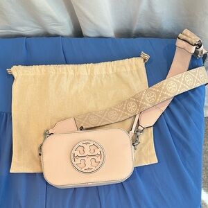 Tory Burch Light Pink Crossbody with Logo Strap